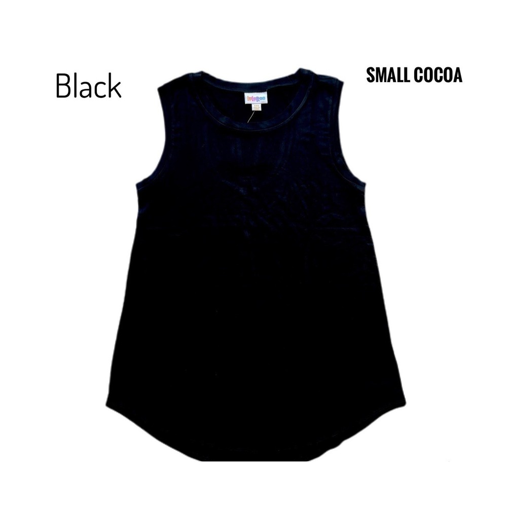 Small LuLaRoe Cocoa Tank Top Shirt Solid BLACK Stretchy Rayon fits 6/8